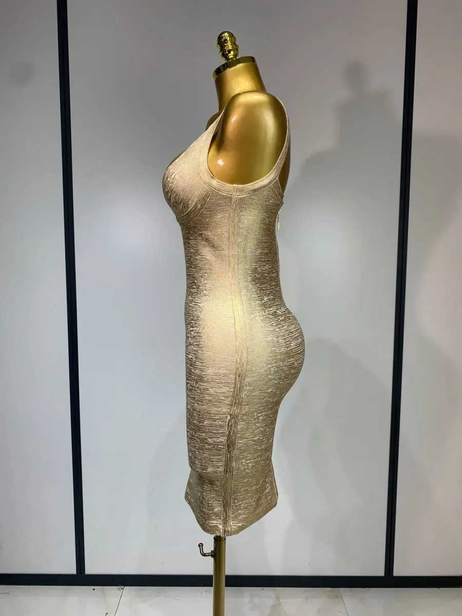 عالية الجودة المشاهير أنيقة الذهب Bodycon ضمادة فستان المرأة مثير ملهى ليلي مساء حفلة فاخرة فستان عيد ميلاد Vestidos