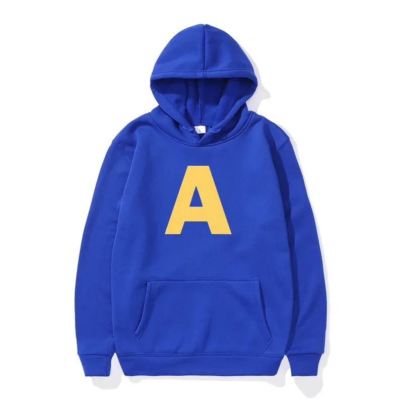 Autumn Winter Cartoon Character Print Men's Hoodies Alvin And The Chipmunks Pullover Fashion Solid English Sweatshirt Streetwear