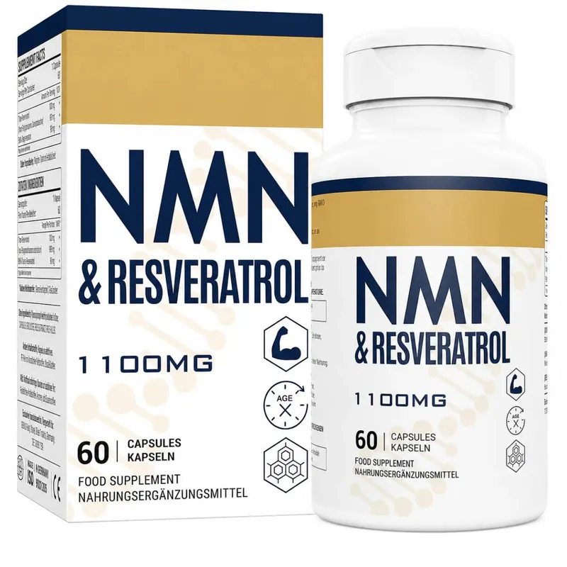 NMN+Resveratrol 60 Capsules Powerful Antioxidant Supplement for Heart Health & Anti-Aging Enhanced with Black Pepper Extract