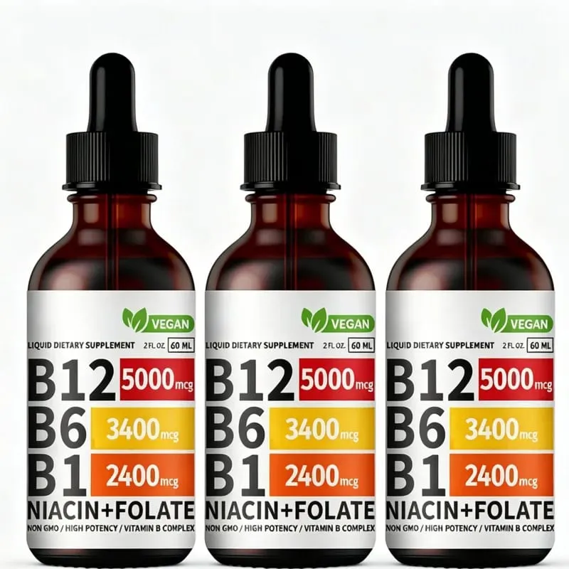 Vitamin B6 Drops Complex B12 B1 Bổ sung chất lỏng folate Hỗ trợ hệ tiêu hóa Giọt chất lỏng Hấp thụ ba lần Chất lỏng