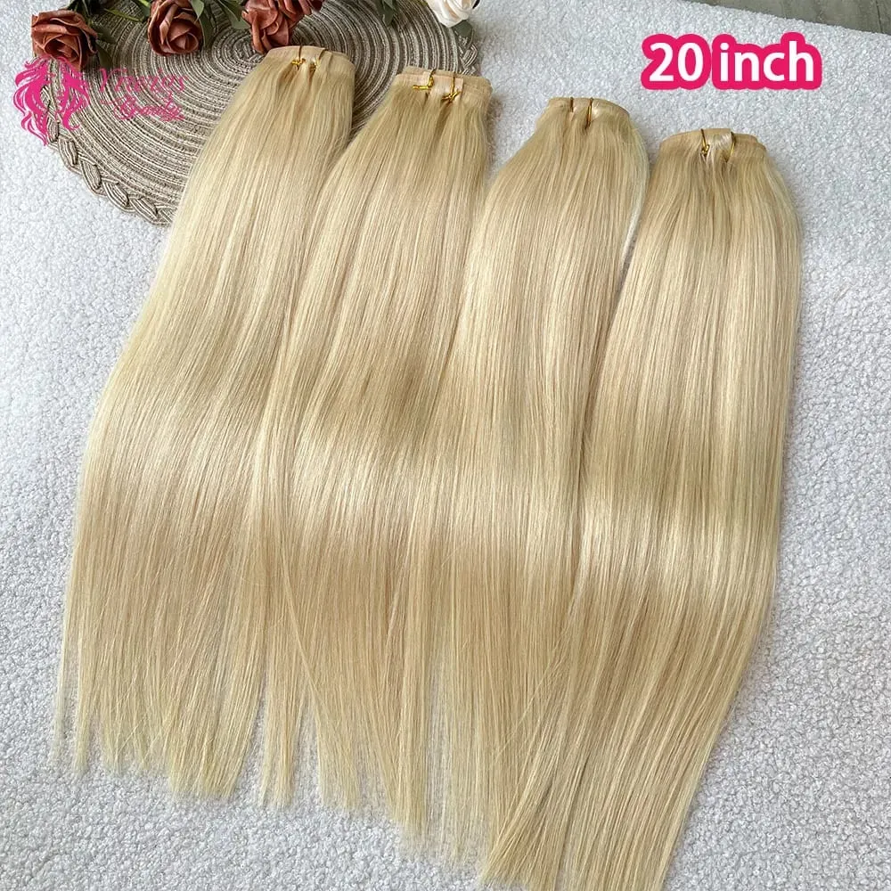 #613 Blonde Clip in Hair Extensions Human Hair Straight Virgin Human Hair Extensions Clip ins for Women 120g/7Pcs — image 6