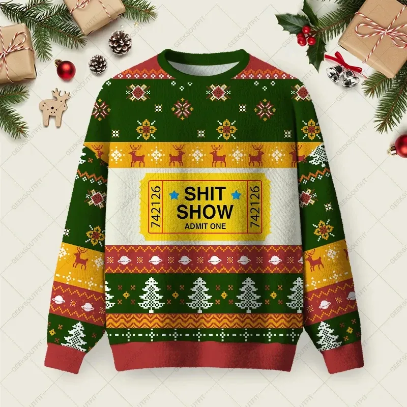 3D Print Gingerbread Man Graphic Sweatshirts Funny Santa Claus Ugly Christmas Sweater Unisex Xmas 2026 Pullover Casual Clothing