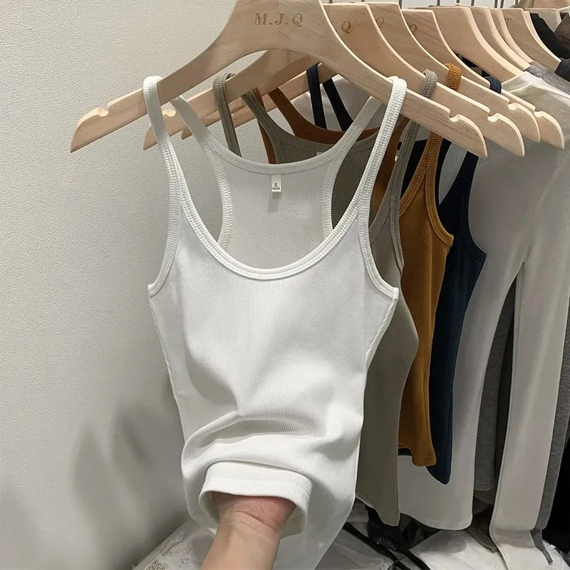 Layering Outerwear Tees 2026 Summer Y2K Hot Girl Knitted Ribbed Women Camis Figure Flattering Sleeveless Tank Top