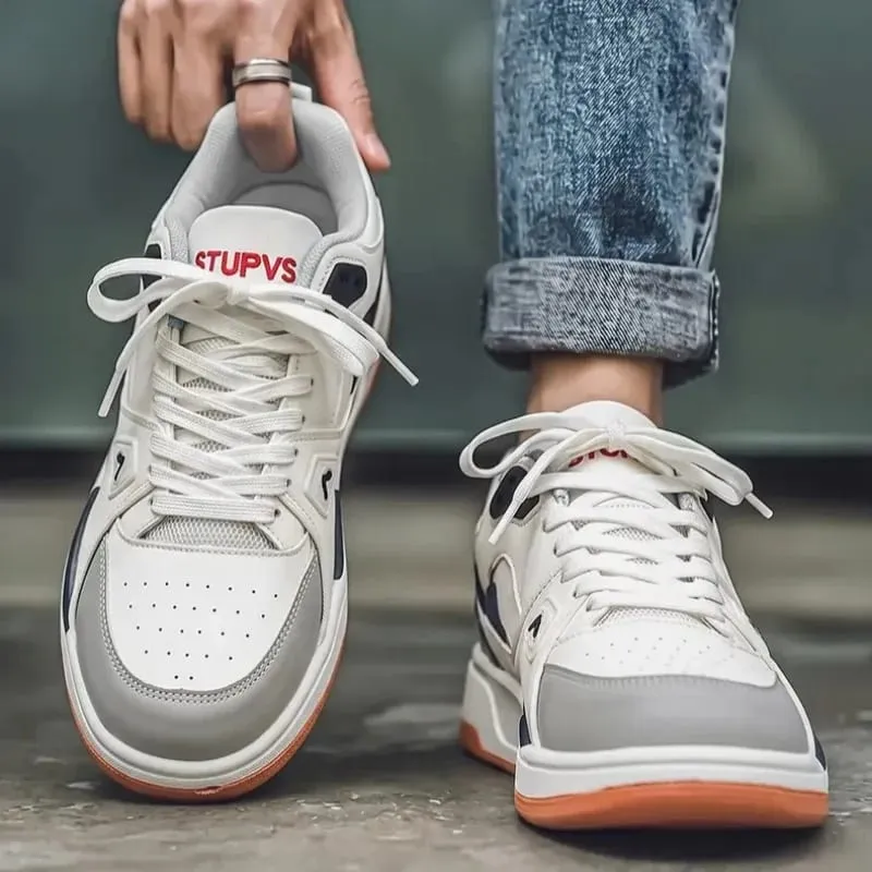 Unisex sneakers Forår Sommer Retro Basketball Style Hvid farve Blok Casual Board Sko Streetwear Chunky Sole School