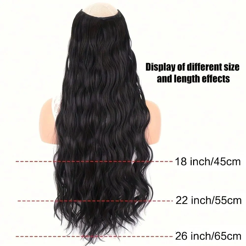 Synthetic Hair Fake Hair Extensions Clip Hairpiece V-Shaped Half Wig Natural Wavy Extension False Strands On Hairpins Women