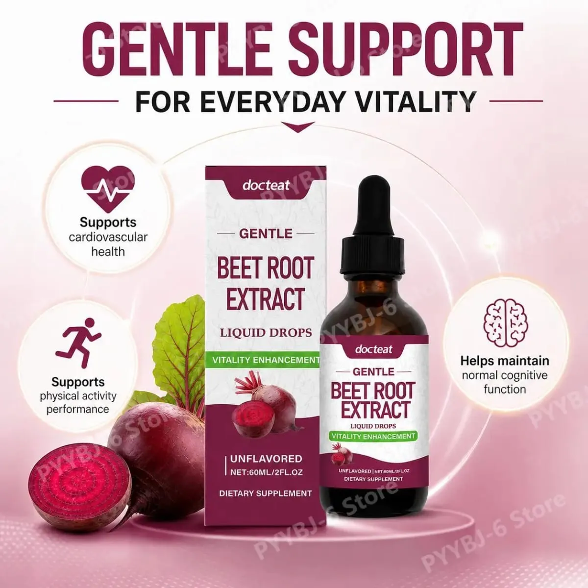 Docteat Beet Root Extract Liquid Drops Unflavored Supports Cardiovascular Health Supports Physical Activity Performance 60 ML — image 4