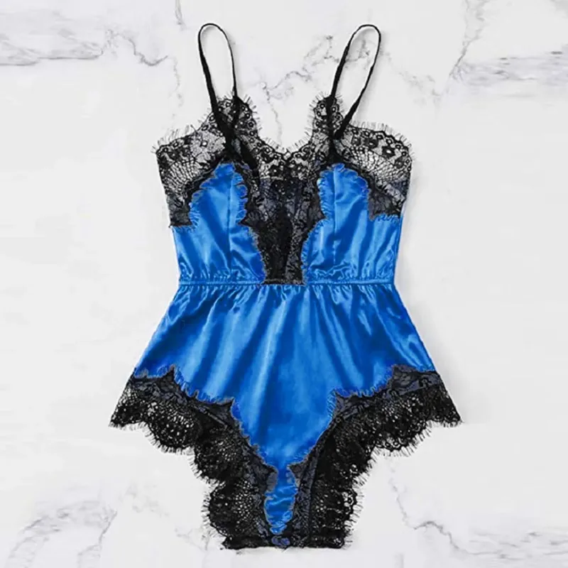 Women Sexy Lace Lingerie Bodysuit Home Wear Black Lace Pink Stain Suspenders Shorts Pajamas For Mature Sexy Ladies Nightwear