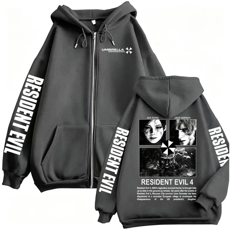 Leon Kennedy Resident Evil Requiem Zipper Hoodies Men Women Fashion Classic Sweatshirts Jacket Coats Casual Fleece Zip Up Hoodie