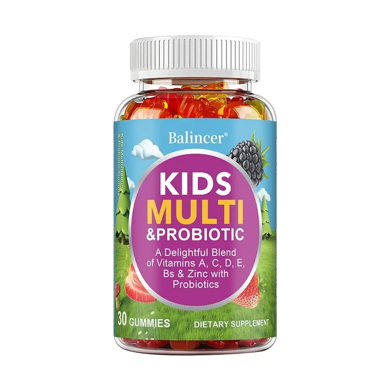 Organic Kids Multivitamin Gummies with Vitamins A C D E Zinc Probiotics Promotes Digestion and Enhances Immunity