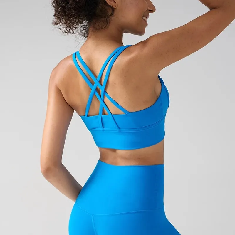 Solid Color Women Women Fitness Yoga Bras Race Back Sports Bras Nylon Top Women Bra Sexy Breathable Underwear For Women Gym