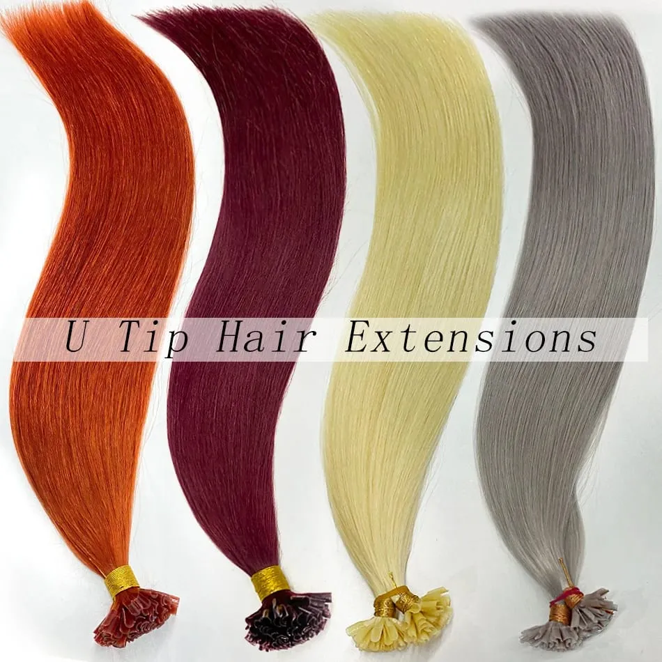 Full Shine U Tip Hair Extensions Nature Black Hair Blone 613 Color 50g Keratin Glue Beads Prebonded Remy Human Hair Extensions — image 6
