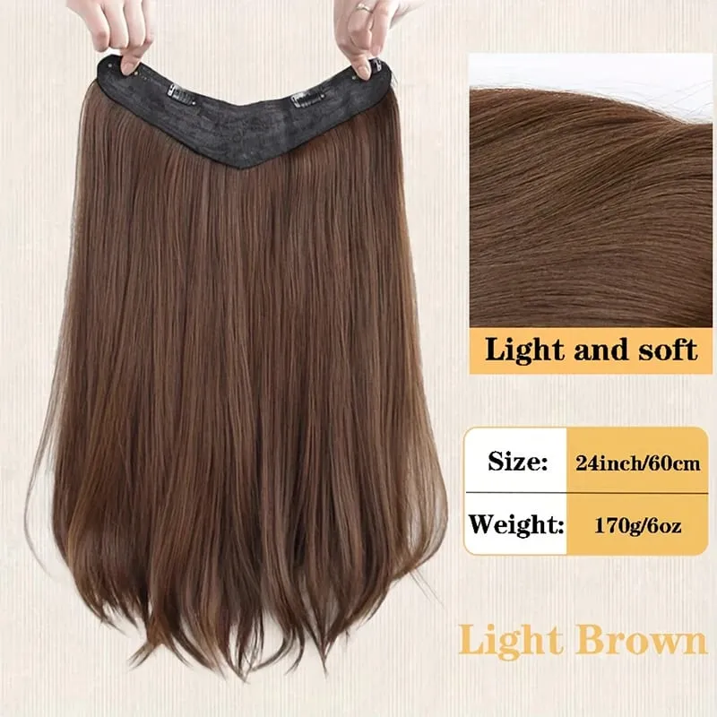 24'' Clip in Hair Extensions Long Straight Clip Hair Piece Extensions for Women Synthetic Natural Straight Hairpieces Extension