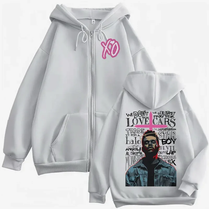 The Weeknd XO After Hours Album Jacka Sweatshirt Herr Kvinnor Mode Hip Hop Dragkedja Huvtröjor Hög kvalitet Cardigan Zip Up Pullover