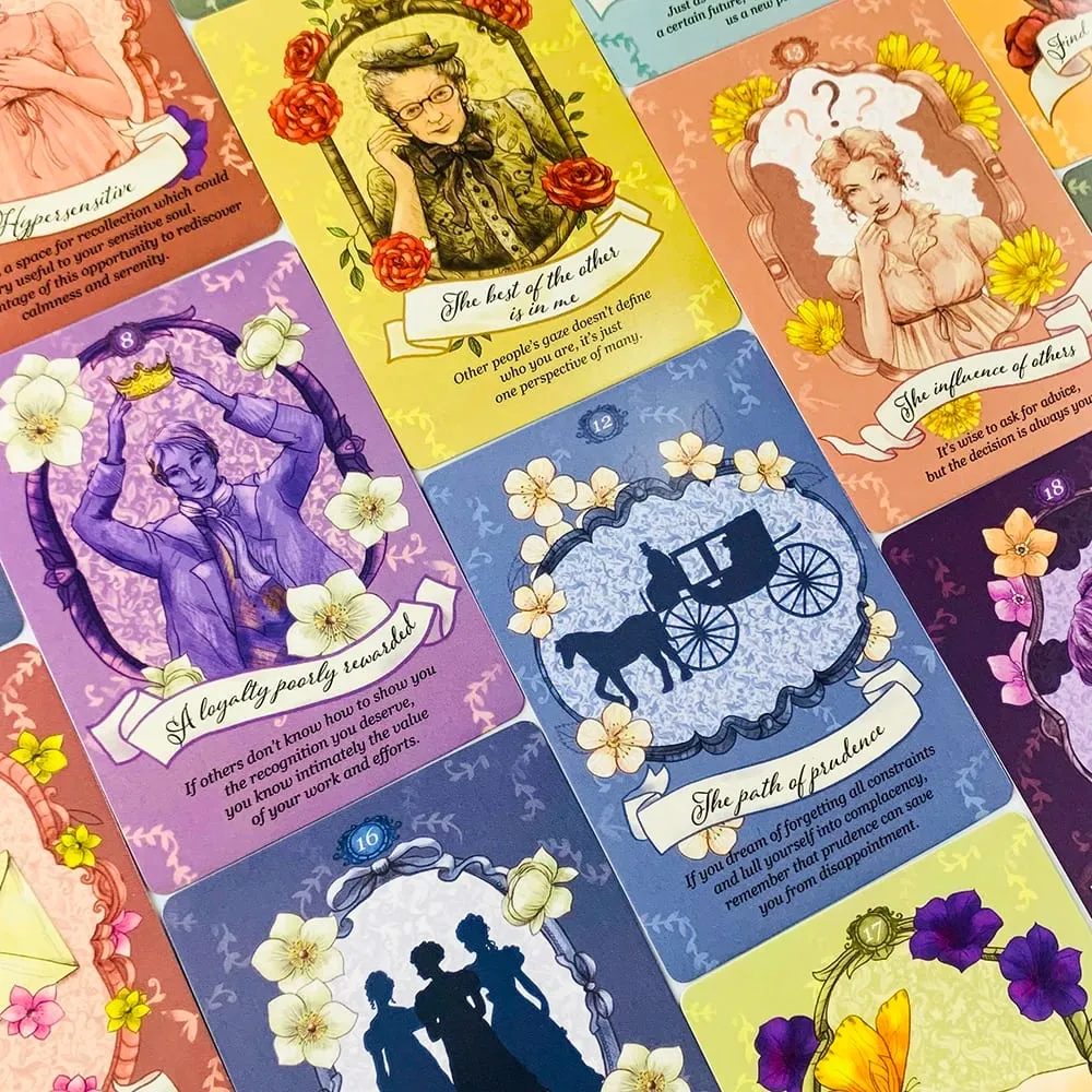 New Jane Austen Oracle Cards 40pcs Vibrant Illustrations Oracle Deck Unique Mystic Designs Perfect For Divination & Gift Giving