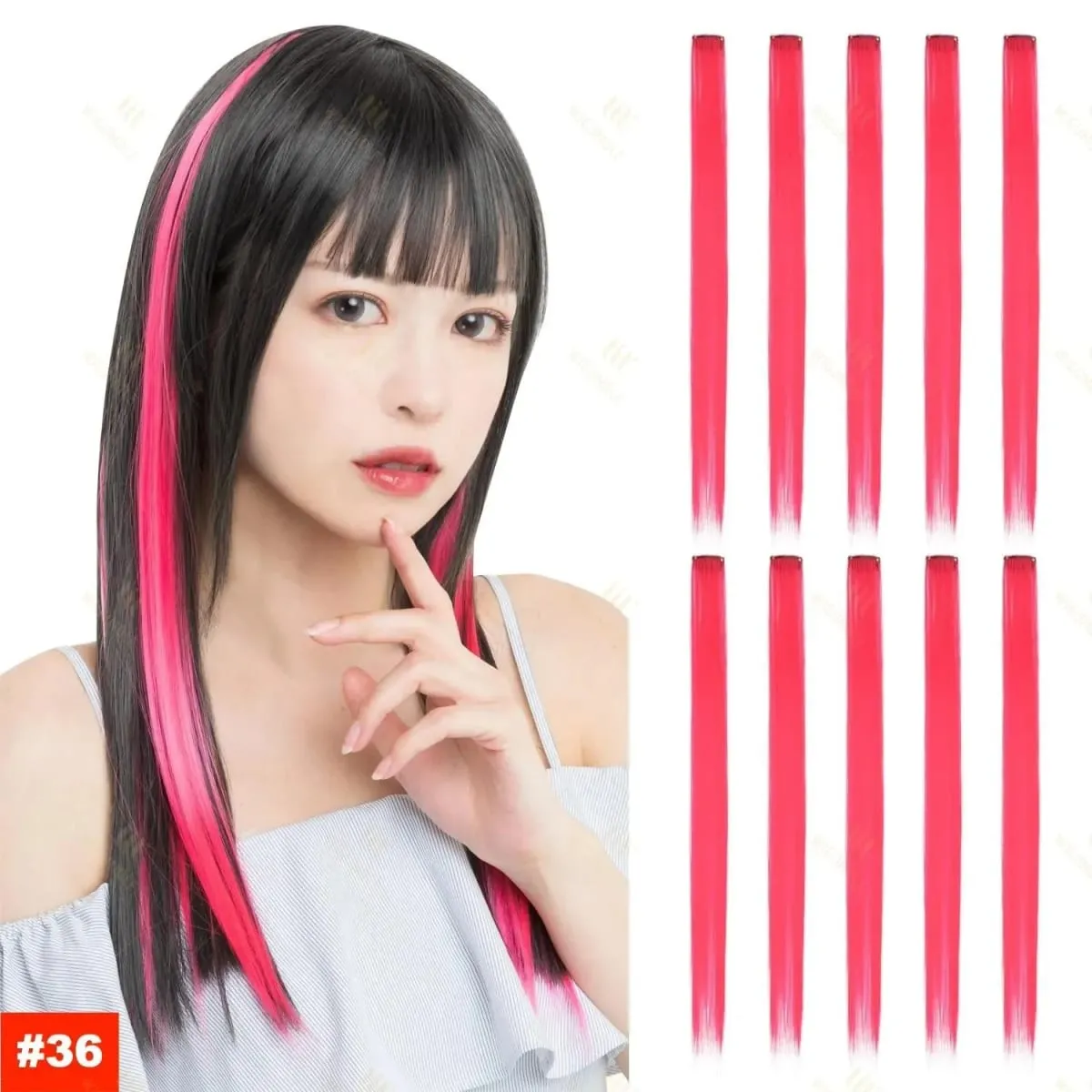 1 5 11 Pcs/lot Clip in Hair Extensions Multi-Colors Highlights Synthetic Hair 22 inch Rainbow Hairpieces for Girls Women Kids