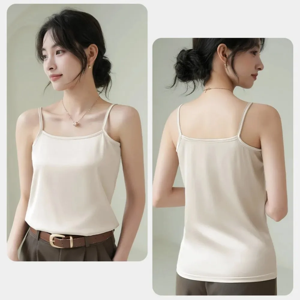 Women Solid Color Cotton Camisoles Summer Girl Sexy Sleeveless T-Shirt Thin Camisole Tank Top Simple White Black Slim Crop Top