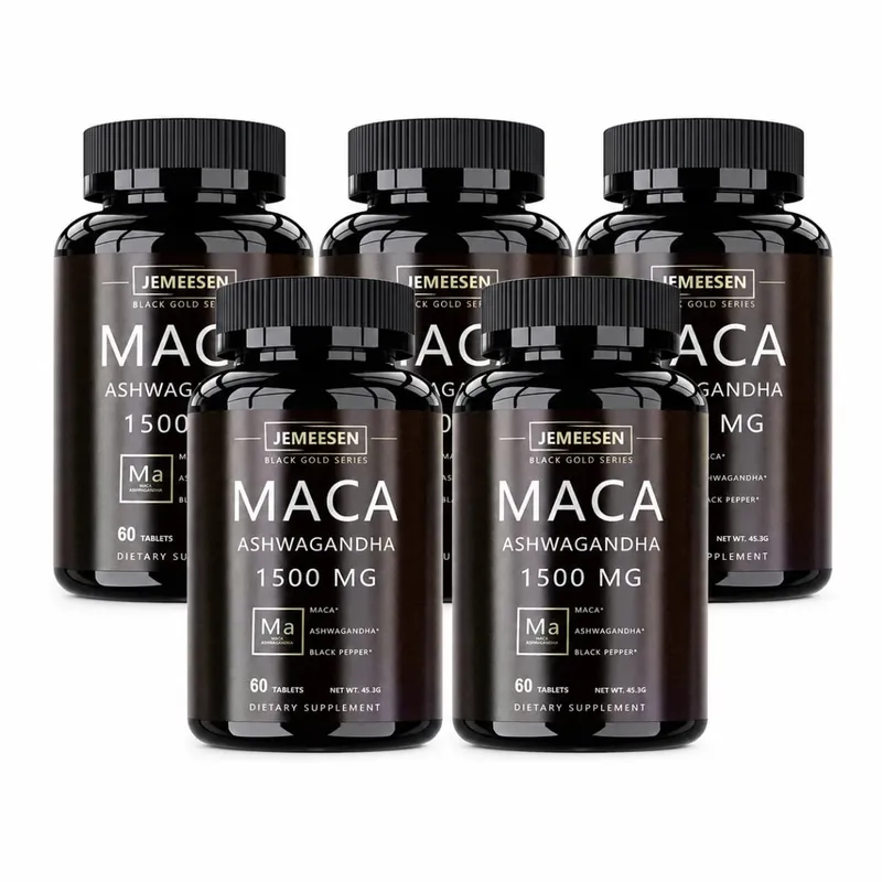 Organic Maca gyökérpor kapszula 1500 mg Maca gyökér kivonatot tartalmazó ashwagandha feketebors-kiegészítő férfiaknak