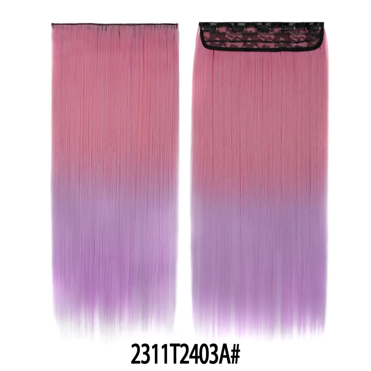 Jeedou Rainbow Hairpieces Clip In Hair Extension One Piece With 5Clips Ombre Color Straight Hair Wig For Girls Halloween Cosplay