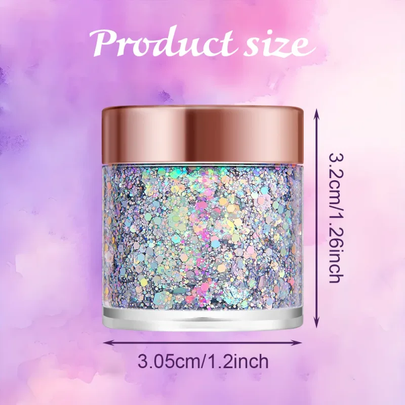 Body Face Glitter Gel Sequins for Eye & Body Hair Makeup Long-Lasting Shimmer Chameleon Gel Decorations Brighten Stage Makeup