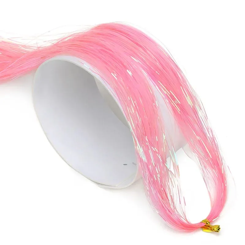Sparkle Hair Tinsel Synthetic Rainbow Colored Strands Girls Headwear Hairbinge Hair Laser False Hair Extensions Decor Glitter