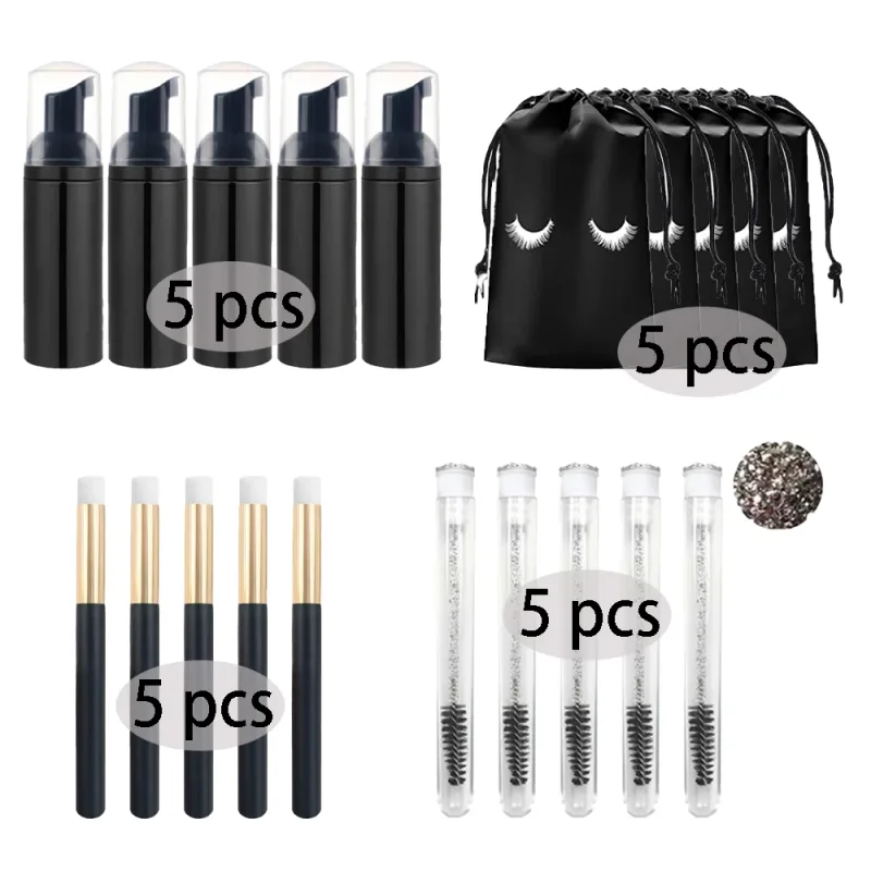 20/40Pcs 60ml Plastic Refillable Leakproof Empty Foam Pump Bottles Lash Shampoo Kit Travel Soap Dispenser Face Wash Makeup Tools
