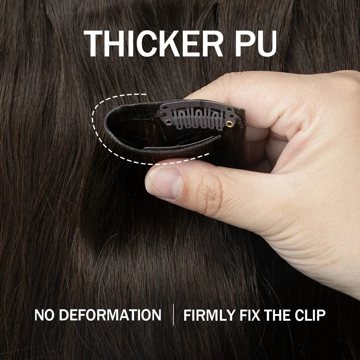 Invisible Thick PU Clip in Hair Extensions Real Human Hair Straight Remy Hair Clip in Hair Extensions 7pcs for Women Daily Use