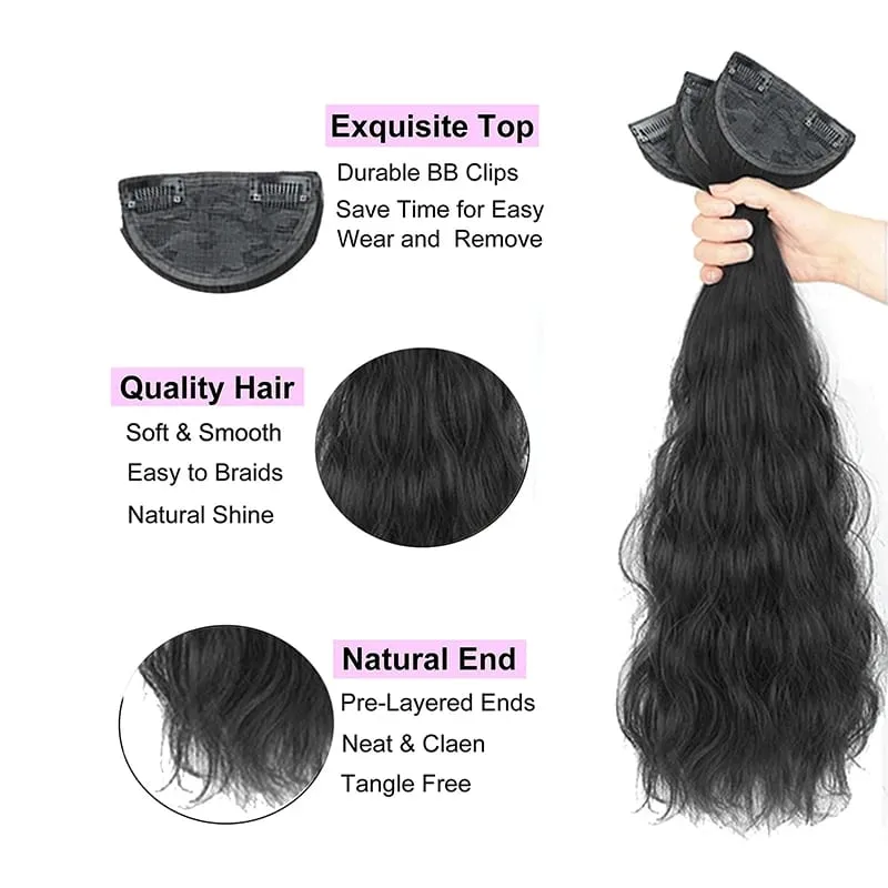 Clip in Hair Extensions for Women 3PCS Long Wavy Curly Clip on Hair Extensions 18 Inch Synthetic Thick Hairpieces — image 3