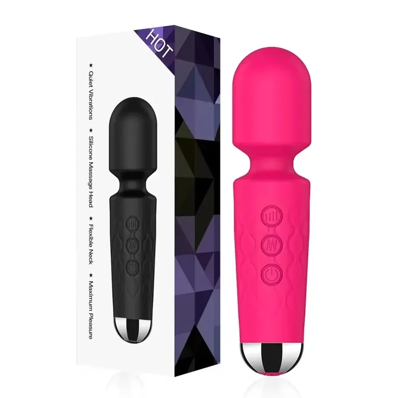 Powerful 20 Speeds Magic Wand Clitoris Stimulator G-Spot Massager Rechargeable Portable Sex Toy for Women