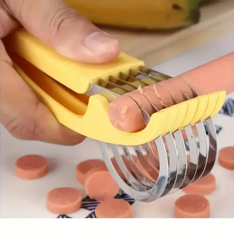 1pc Stainless Steel Manual Slicer - Food-Safe Easy-to-Use Round Blade for Bananas Cucumbers & More - Durable Kitchenware