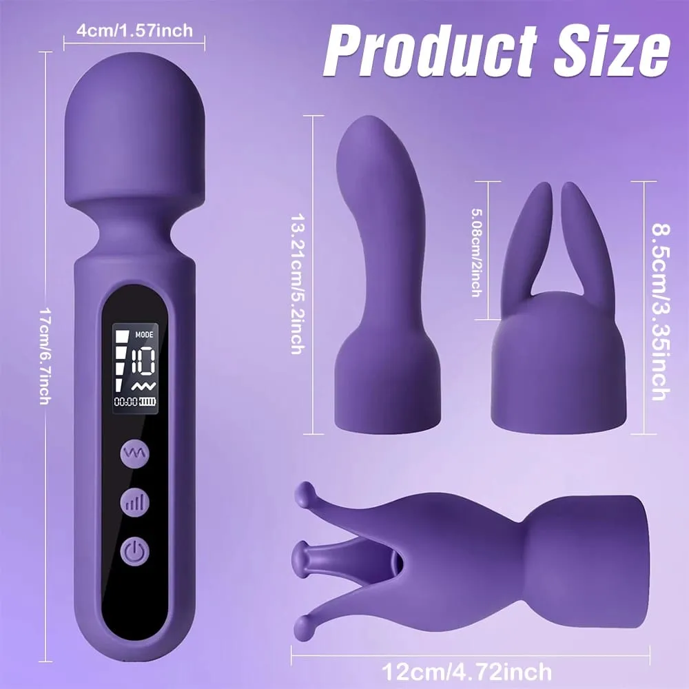 AV Wand Vibrator for Women Clit Nipples Vagina Stimulator Vibrator Kits with 3 Interchangeable Heads Sex Toy for Women Couples