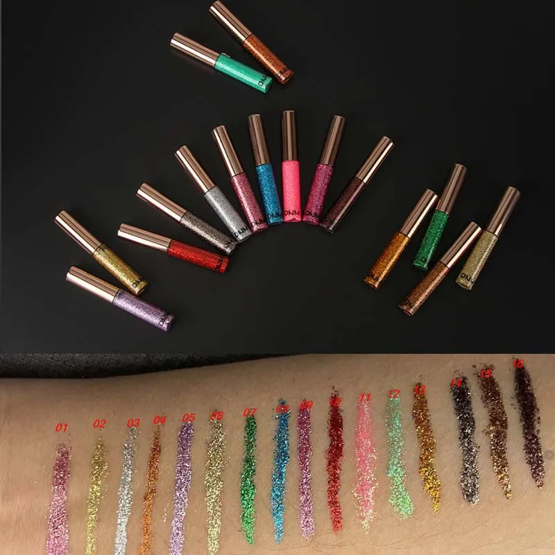 16 Colors Diamond Liquid Eyeliner Professional Silver Green Shiny Eyes Flash Long-lasting Liquid Glitter Eye Liner Beauty Makeup — image 6