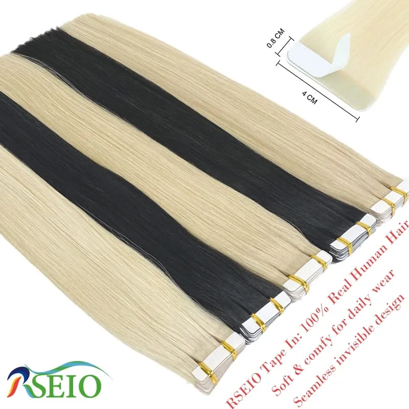 High Quality Tape in Human Hair Extensions Straight Hair Seamless Invisible 14"-22" 100% Real Natural Hair End Thicken