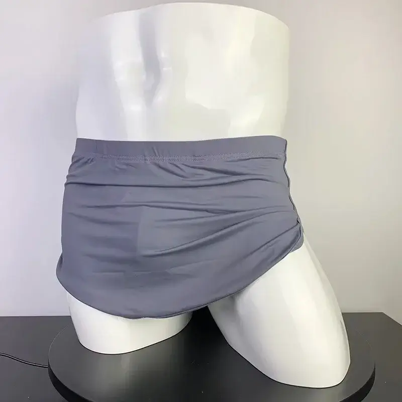 Men's Ice Silk Boxer Shorts Low Waist Breathable Underwear with Detachable Inner Lining Moisture Wicking Summer Panties