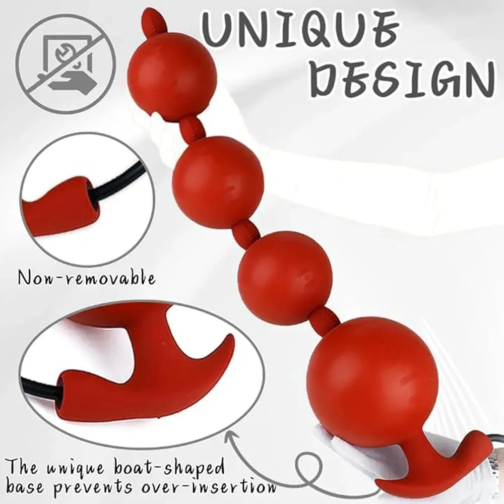 Extra Long Inflatable Anal Beads Butt Plug Dildo Huge Silicone Adjustable Size Big Thick 4 Balls Bead with T-Base Adult Sex Toys