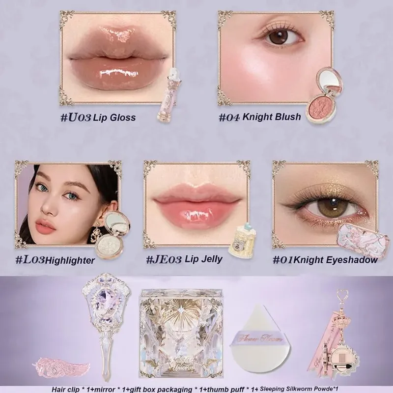 Flowerknows Knight Jednorožec Bunny Garden Dárková sada Blush Little Angel Zvýrazňovač očních stínů Paletka All-in-One Make-up Kit Box na obličej — image 6