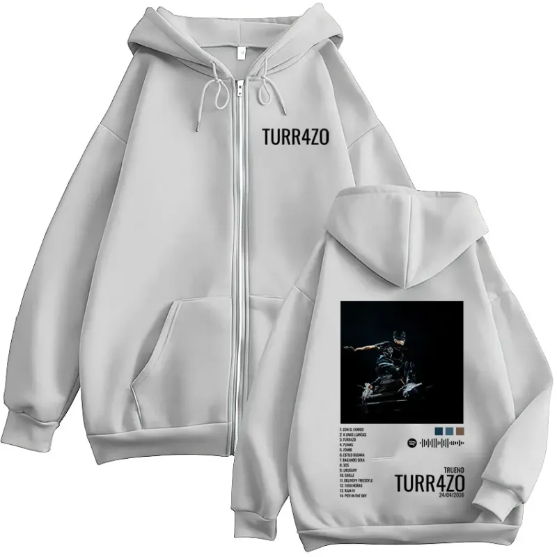 Rapper Trueno Turr4zo Album Graphic Print Zipper Hoodies Men Women Clothing Fashion Zip Up Fleece Hooded Sweatshirts Jacket Coat
