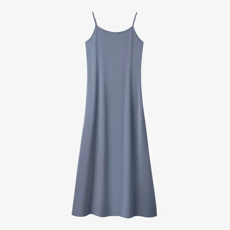 AS SS26 Luxe elegance slip satin dress + knitted top woman clothing set adjustable maxi floor length — image 7