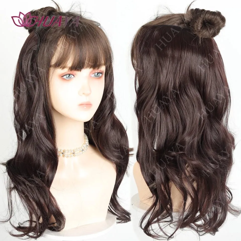 Grampo em extensões de cabelo 20 "extensão de cabelo de uma peça longo ondulado em camadas penteados naturais macios sintéticos postiços para mulher