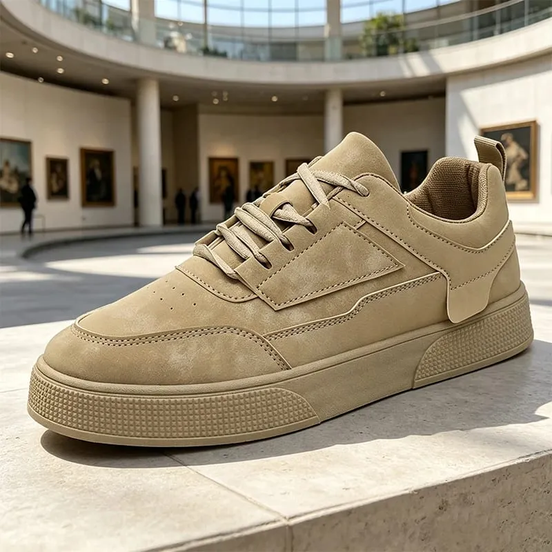 Men's Suede Casual Sneakers Low Top Lace-up Skateboard Shoes Fashion Breathable Streetwear Men's Flat Shoes