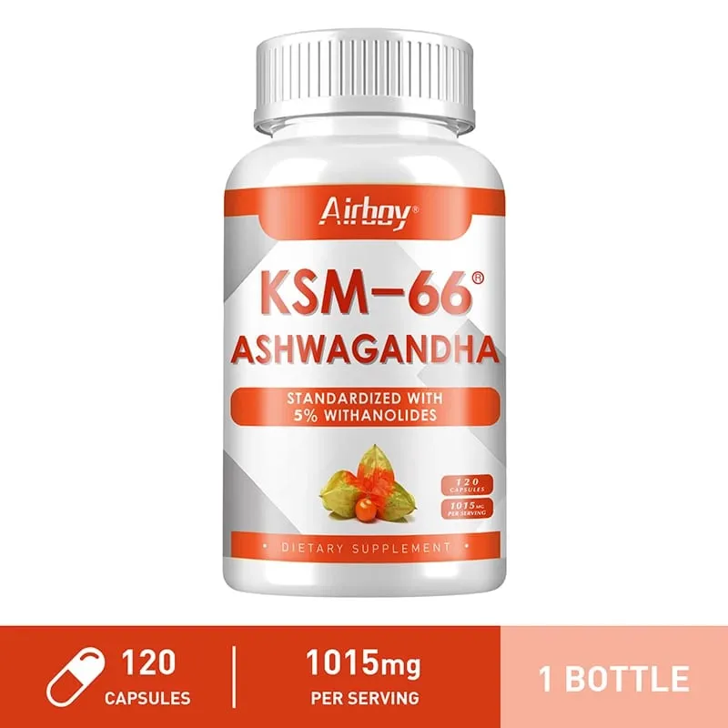 Organic Ashwagandha KSM-66 Capsules for Stress Relief Focus Brain Energy Support Sleep Health Supplement