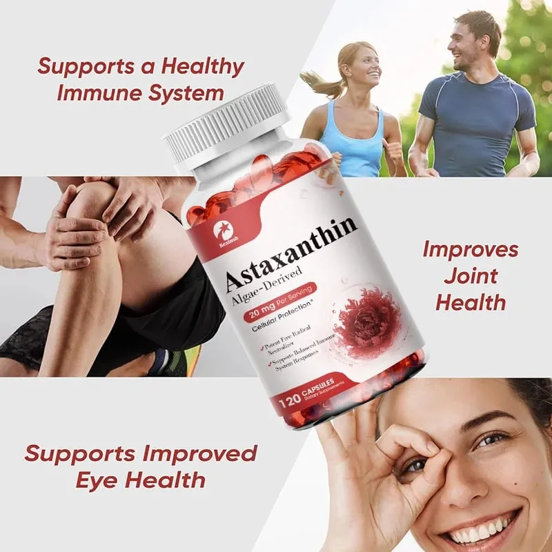 Kexinsh Astaxanthin Capsules 20mg Promotes Cardiovascular Health and Accelerates Metabolism supporting Eye Joint & Skin Health