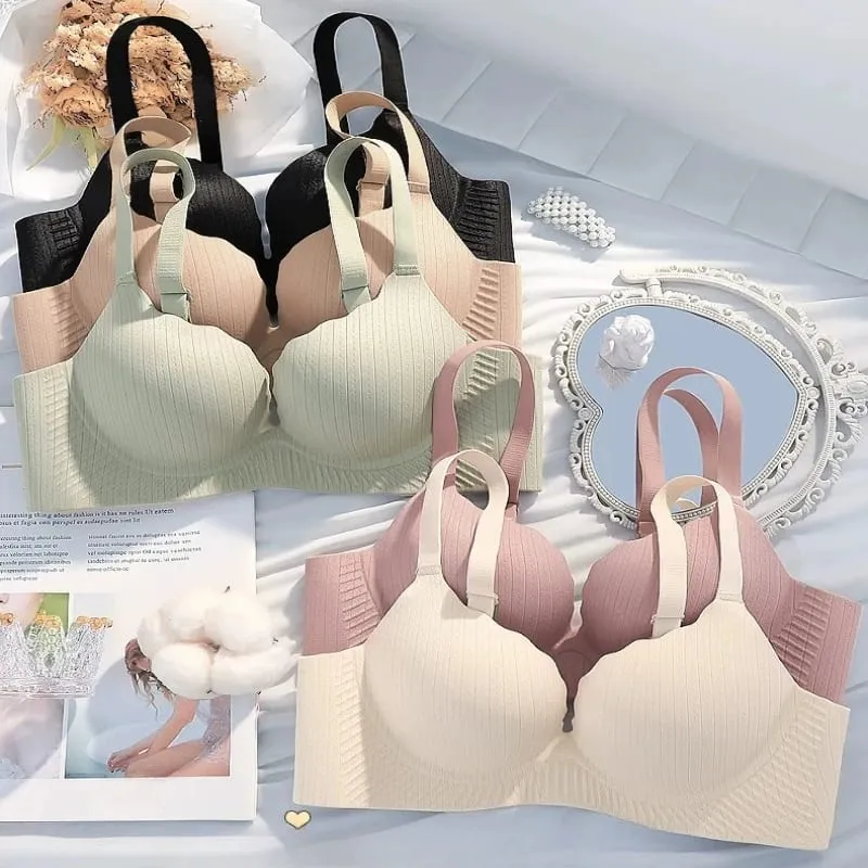 Luxury Thick Padded Wirefree Bra Set Women Seamless Solid Gathering Lingerie Comfort Push Up Support Designed for Smaller Bust