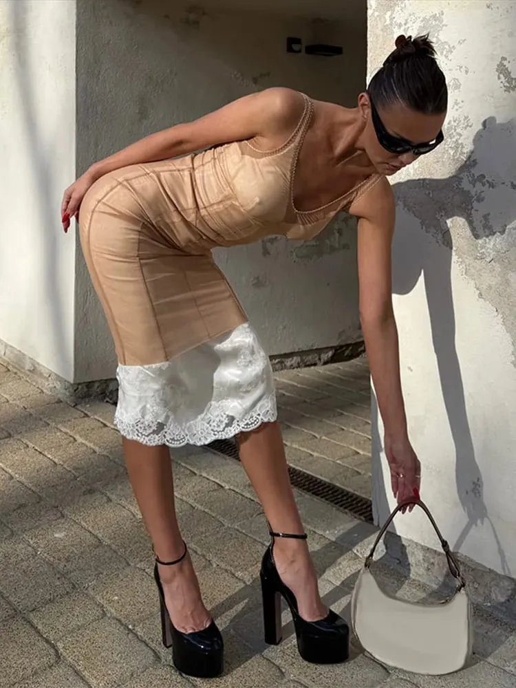 Sexy Mesh Cover Up Maxi Dress Women Sleeveless Lace-trim Waist-cinching Dress 2026 New Ladies Summer Beach Party Vacation Outfit — image 2