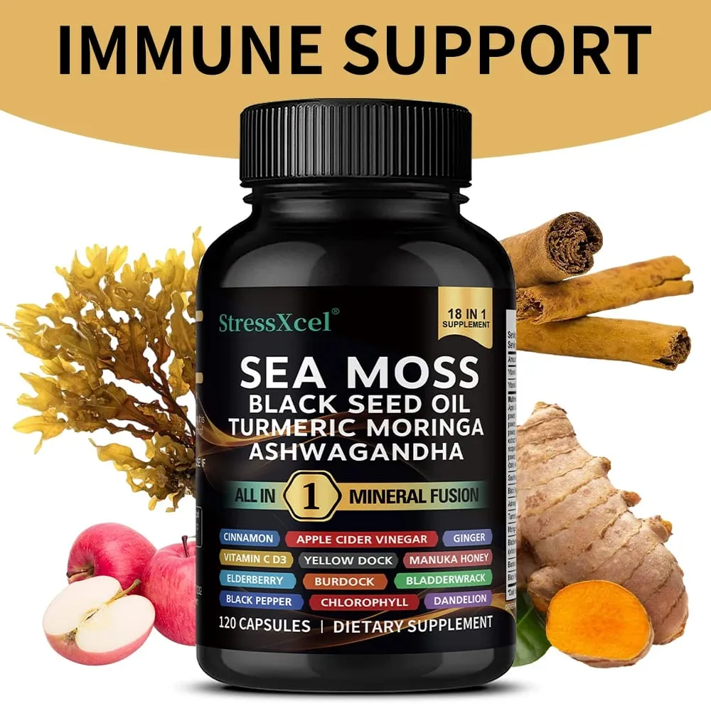 Sea Moss Supplement - Supports Thyroid Health Antioxidant Anti-aging Improve Immunity Detox Beauty Health