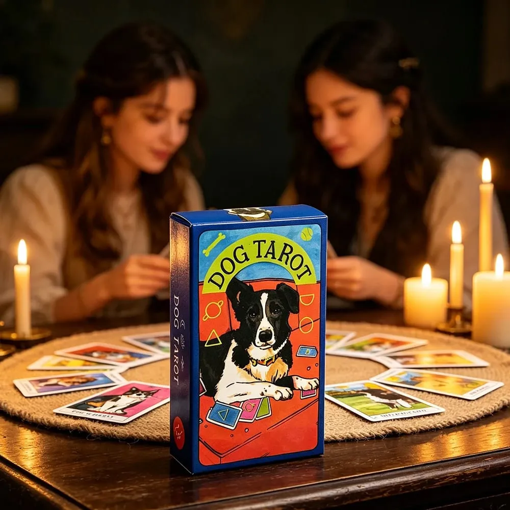 Dog Tarot Cards Cute Dog Theme Tarot Deck 78 Cards Divination Game Cards Game for Fate Prediction Family Party Leisure Game