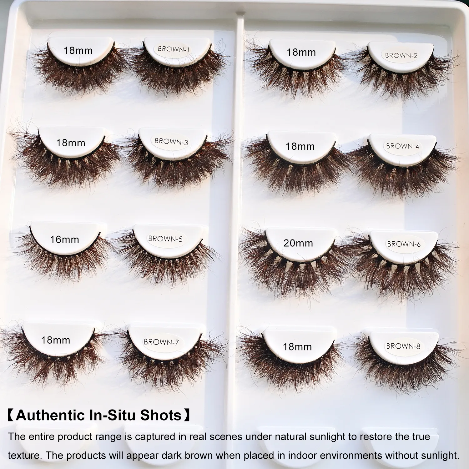 `Dark Brown 3D Mink False Eyelashes Fluffy Wispy Volume Strip Lashes Soft Handmade Brown Mink Lashes Natural Makeup Eye Beauty T