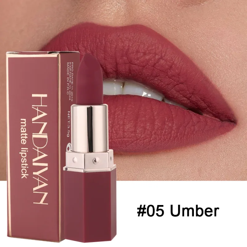 Batom hidratante fosco 6 tons de longa duração, sem transferência, brilho labial nude, cosméticos HANDAIYAN para mulheres