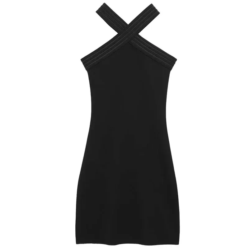 Halter Black Dress Womens Dresses Summer Sexy Bodycon Backless Short Dresses Woman Sleeveless Corset Elastic Vestidos 066