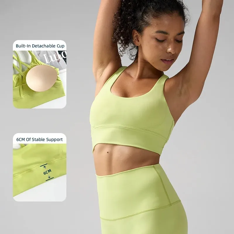 Solid Color Women Women Fitness Yoga Bras Race Back Sports Bras Nylon Top Women Bra Sexy Breathable Underwear For Women Gym