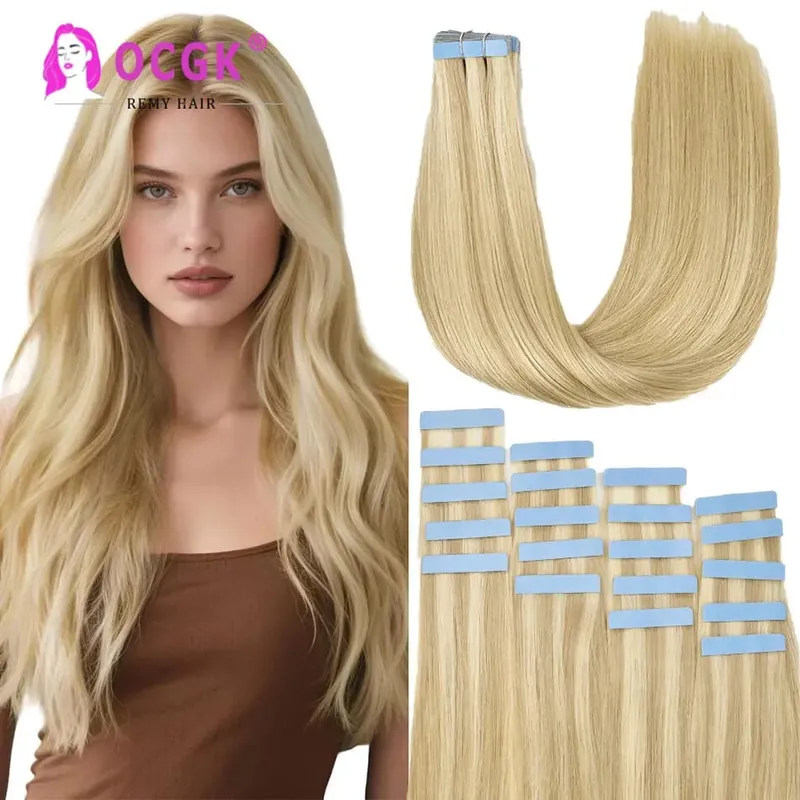 12A Tape In Hair Extensions 100% Remy Human Hair Pre-taped Skin Weft Adhesive Strips For Women Salon Use High Quality 14-22 Inch